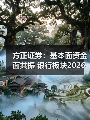 方正证券:基本面资金面共振 银行板块2026年业绩估值有望双升(图1) 方正证券:基本面资金面共振 银行板块2026年业绩估值有望双升(图1)